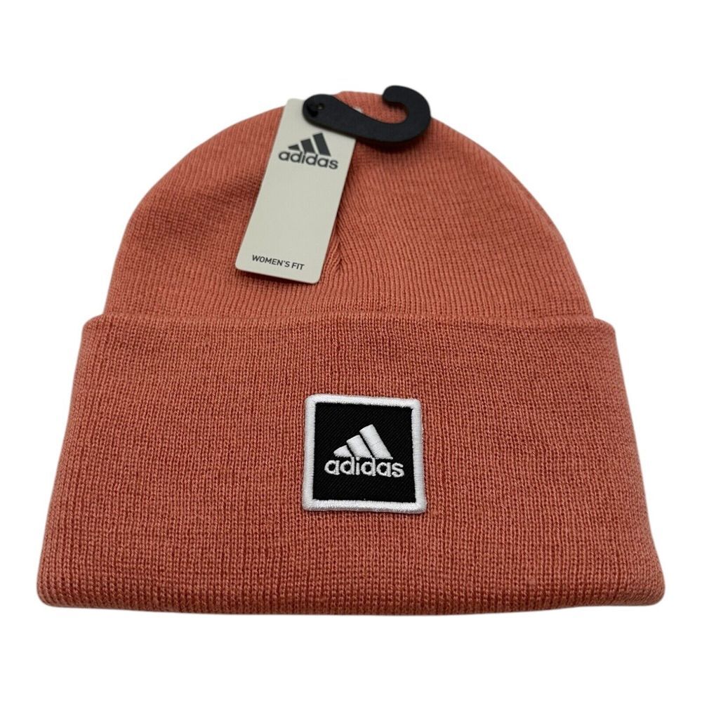 Adidas Women's Wide Cuff Fold Beanie Winter‎ Hat Wonder Clay/Black One Size